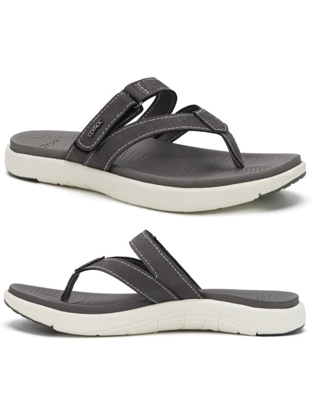 Women's Grey Orthotic Flip Flops Athletic Yoga Mat Cushion Thong Sandal Shoes